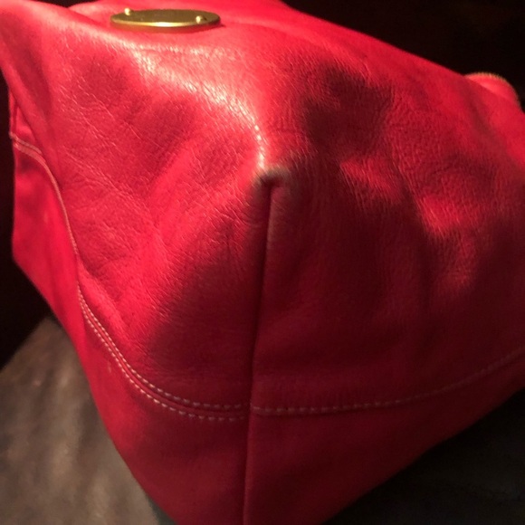 Mulberry Pinkish Red Shoulder Bag with Gold Hardware **Wear on corners and strap - Picture 9 of 16